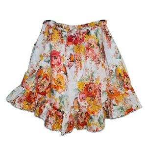 Zimmermann Mae Flounce Skirt in Ivory Floral Size 10